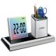 pen holder with clock and colorful light